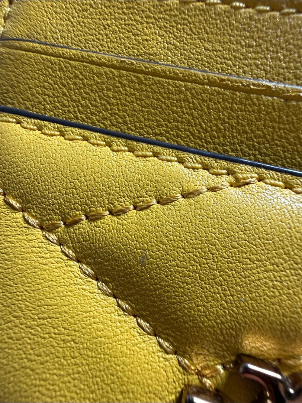 Tory Burch Yellow Quilted Leather Card Holder with Gold Logo